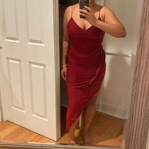PRETTYLITTLETHING Burgundy Slinky Dress